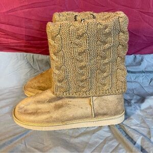 Rue21 Camel Cable Knit Faux Suede Bootie Size 9